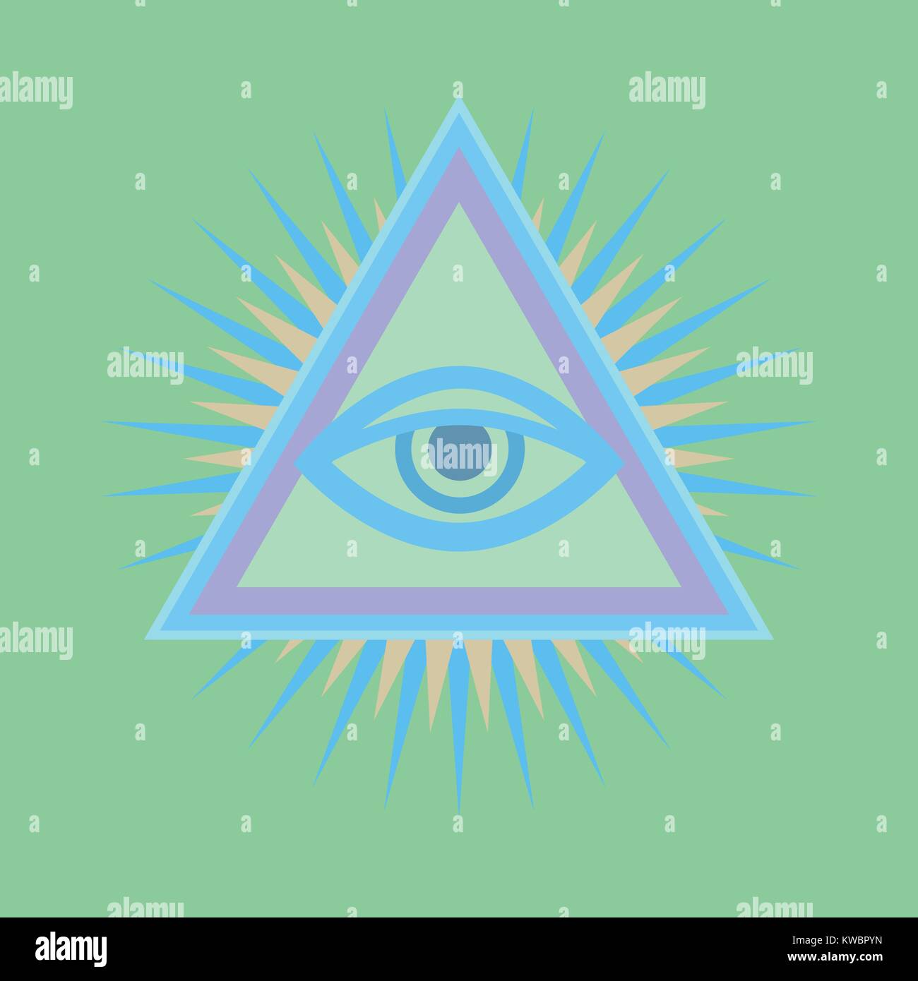 All-Seeing Eye de Dieu (l'Œil de la Providence | Oeil de l'Omniscience | Delta lumineux | Oculus Dei). Symbole sacré mystique de la Franc-maçonnerie et des Illuminati. Illustration de Vecteur