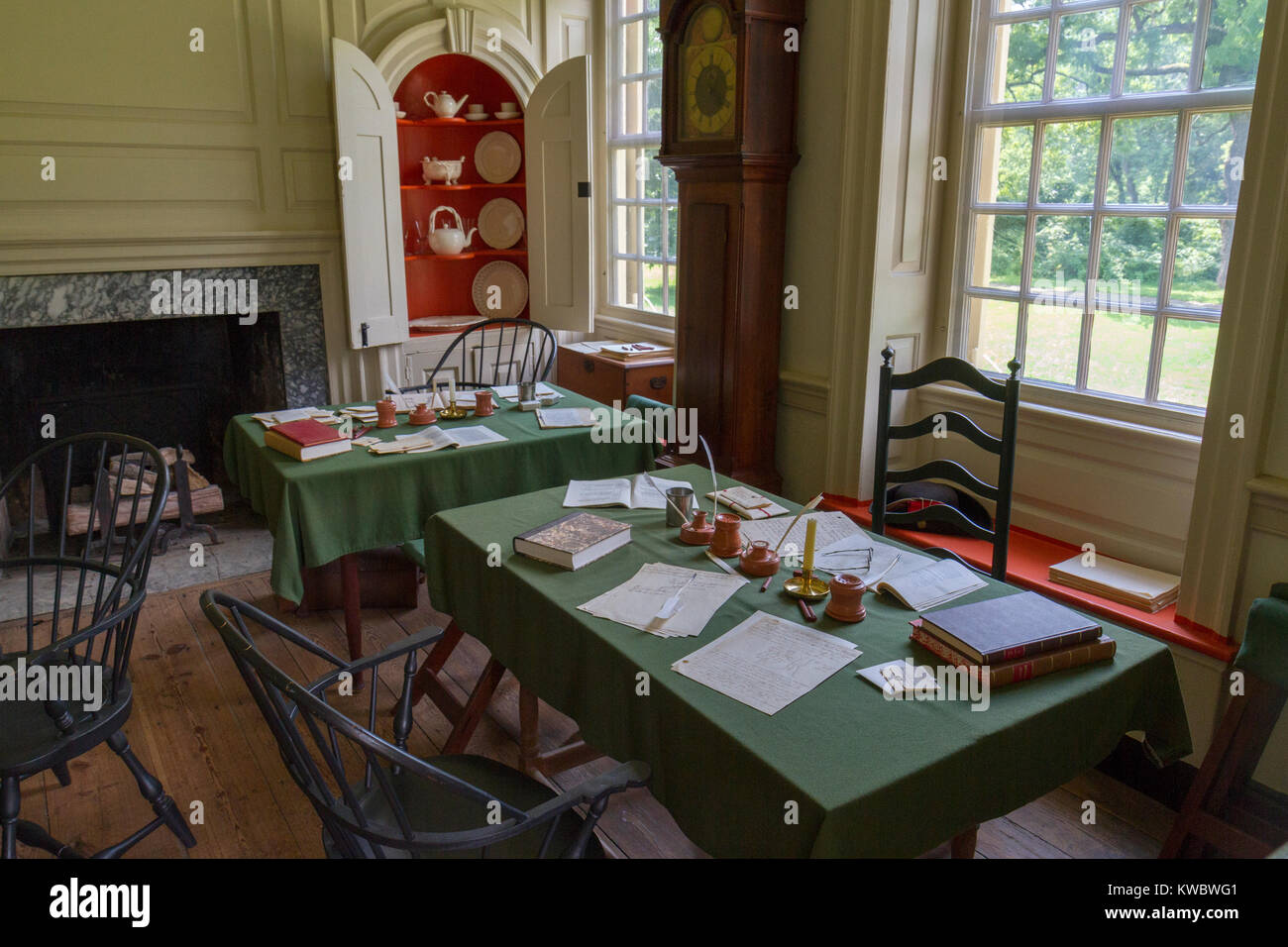 L'intérieur le général Washington's Headquarters (Isaac) Maison Potts, Valley Forge National Historical Park, Valley Forge, Pennsylvania, United States. Banque D'Images