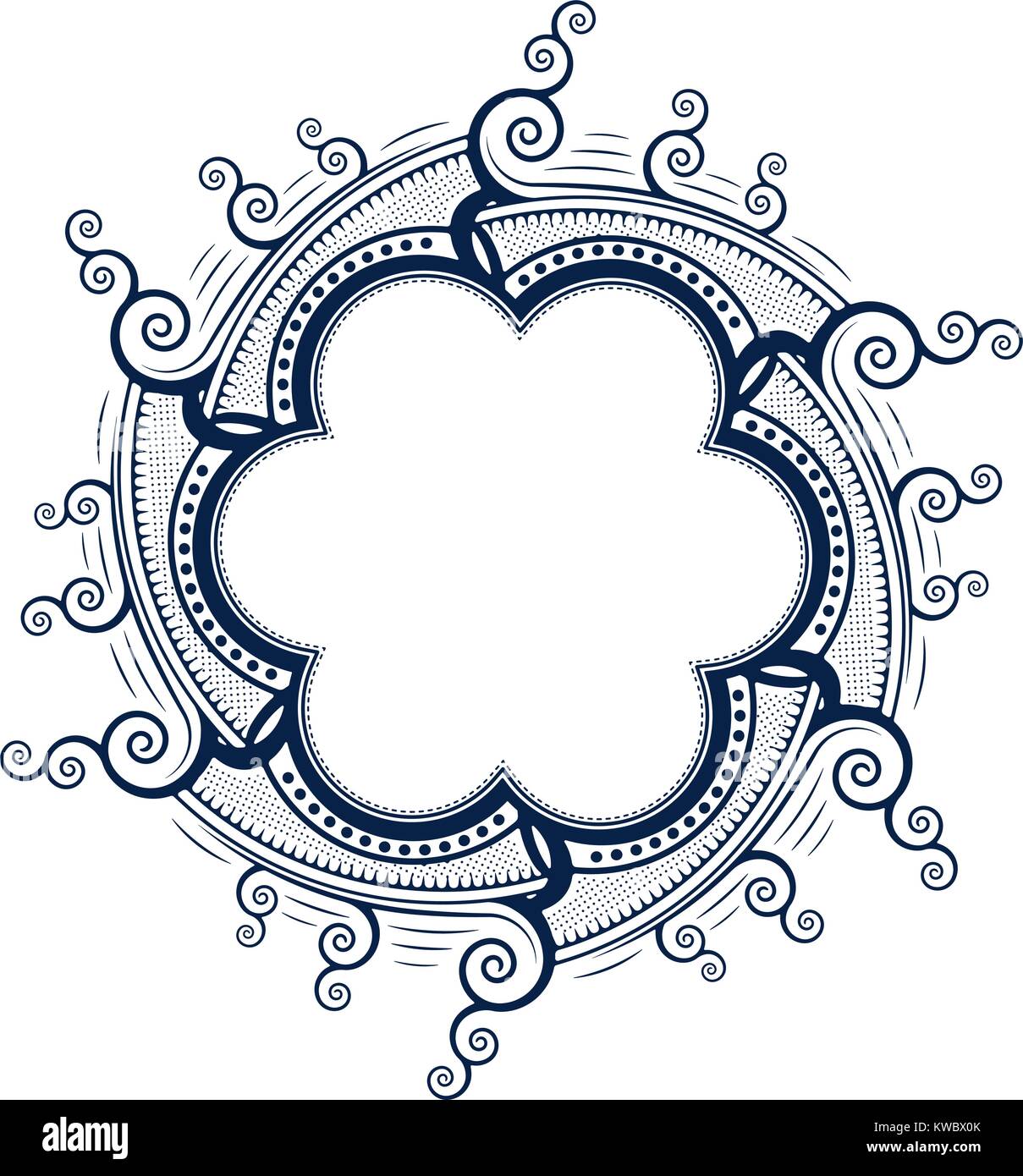 Cadre dentelle inhabituels, élément décoratif avec place vide pour votre texte. Vector illustration. Illustration de Vecteur