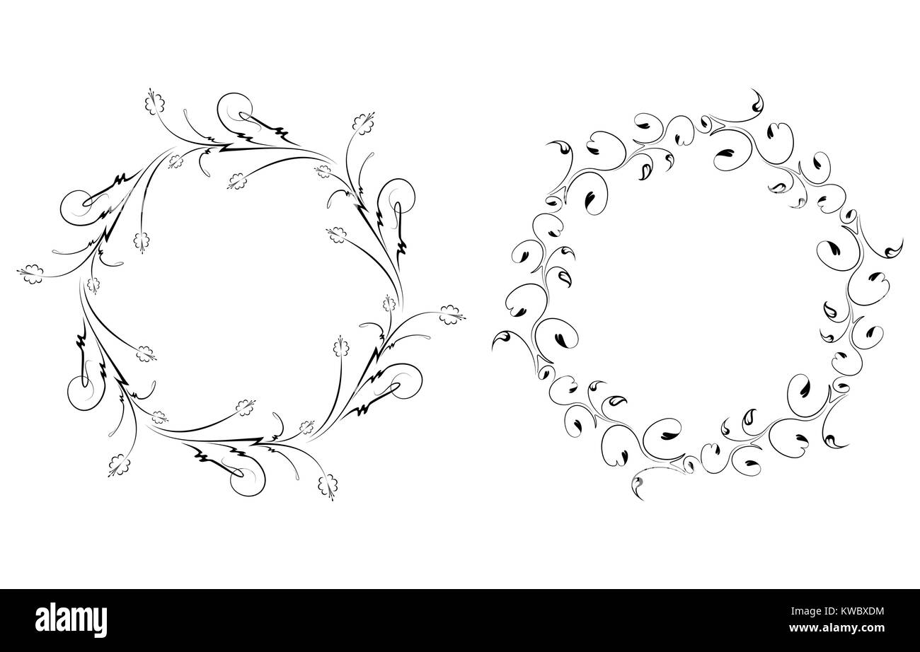 Paire de cadres ronds vintage floral pour votre conception. Vector illustration. Illustration de Vecteur