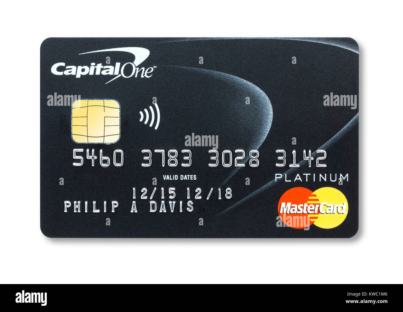 Coupe simple d'une carte de crédit Capital One holding avec ombre Banque D'Images