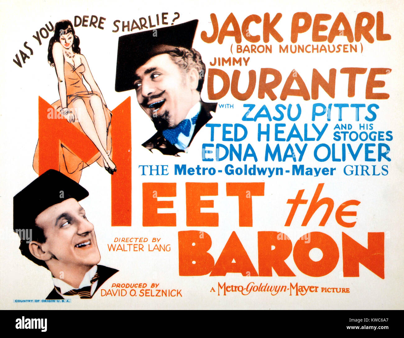 Rencontrez LE BARON, Jimmy Durante, Jack Pearl, 1933 Banque D'Images