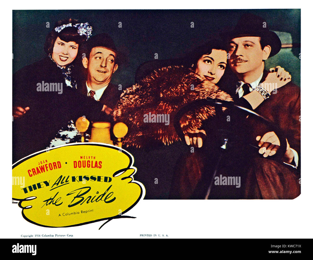 Ils ont tous embrassé la mariée, lobbycard-nous, de gauche à droite : Mary Treen, Allen Jenkins, Joan Crawford, Melvyn Douglas, 1942 Banque D'Images