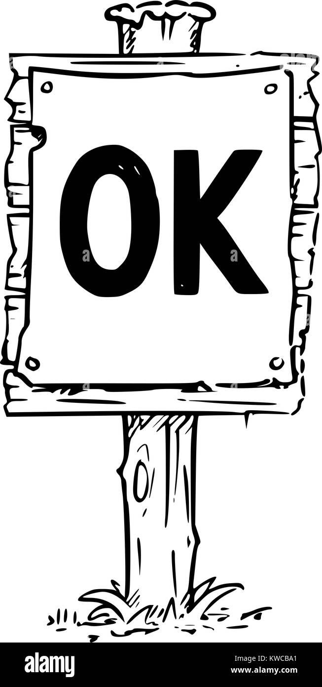 Dessin vectoriel de panneau en bois avec texte d'affaires ok. Illustration de Vecteur