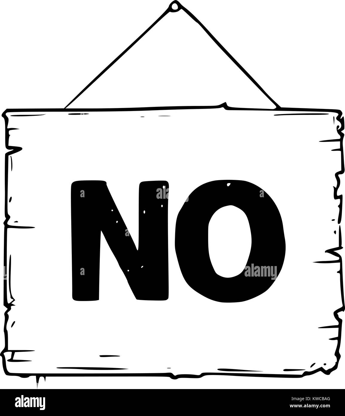 Dessin vectoriel de corde hanging panneau en bois avec texte d'affaires no Illustration de Vecteur
