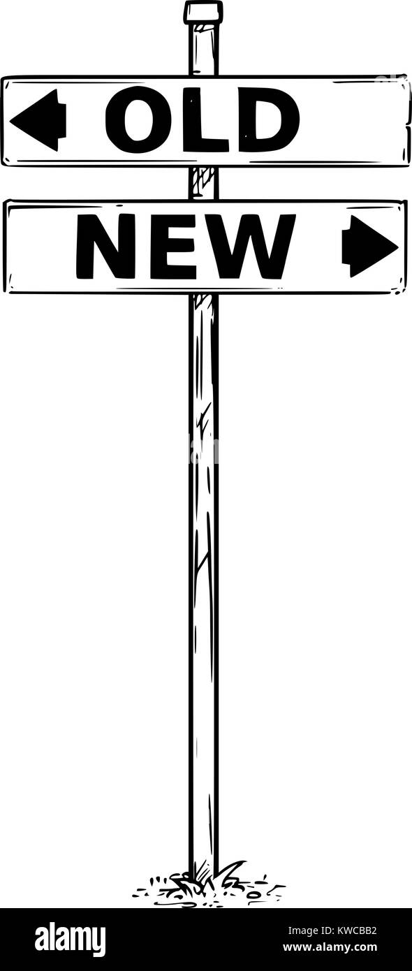Dessin vectoriel d'anciennes ou de nouvelles affaires de trafic décision arrow sign. Illustration de Vecteur