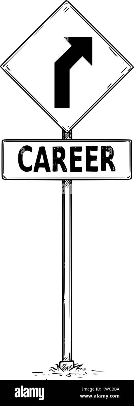 Dessin vectoriel de curved road traffic sign arrow avec texte d'affaires carrière conseil. Illustration de Vecteur