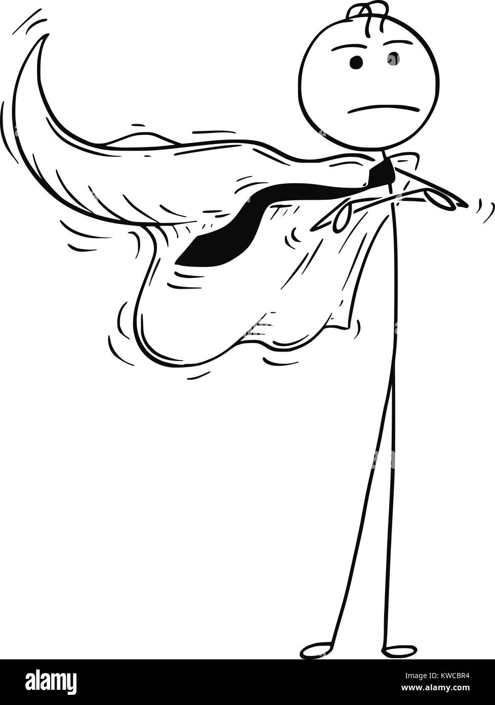 Cartoon stick man dessin illustration conceptuelle de businessman super héros ou super héros en costume qui posent avec les bras croisés. Illustration de Vecteur