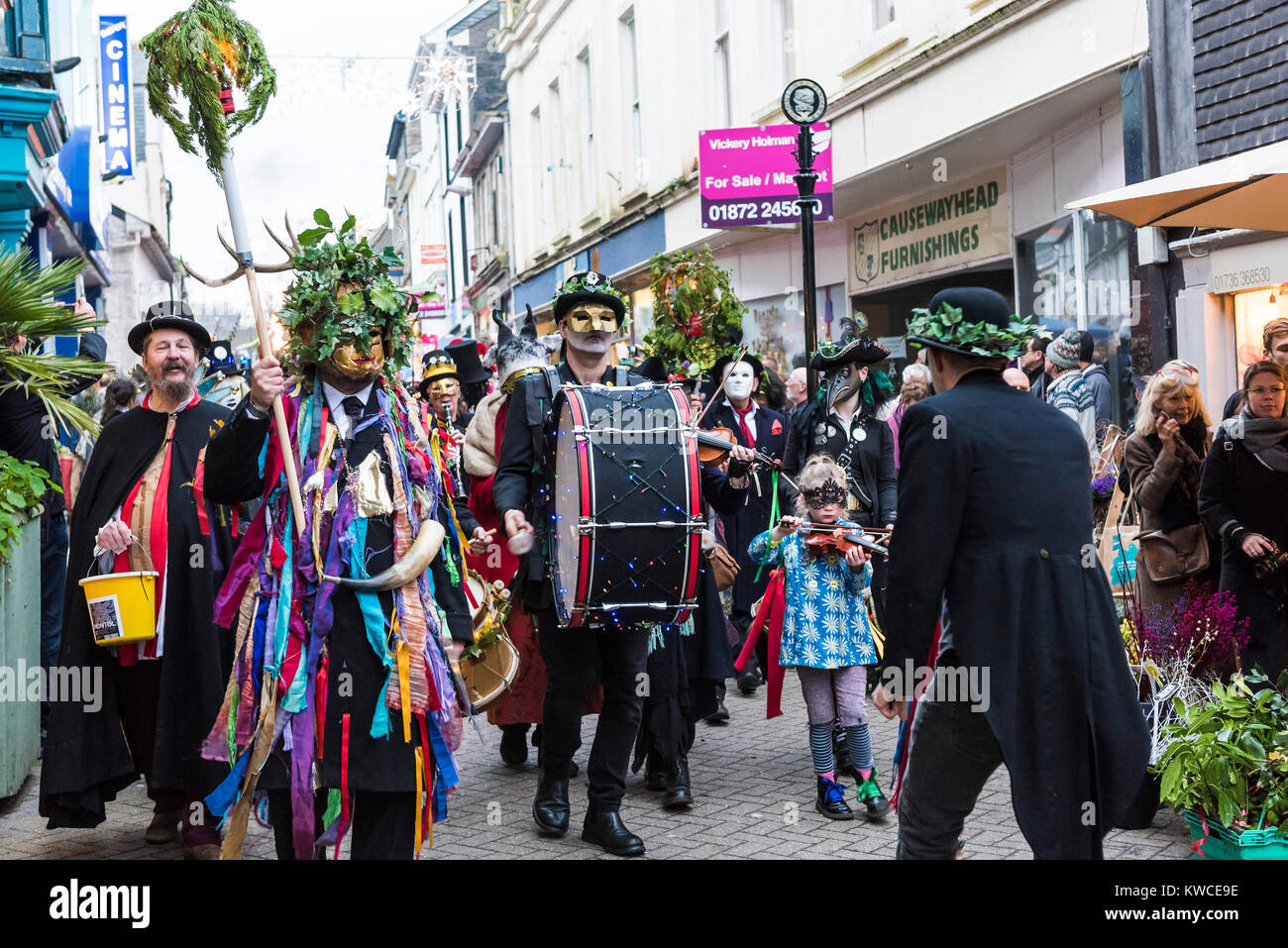 Le Montol Festival à Penzance célébrant le solstice d'hiver à Cornwall. Banque D'Images