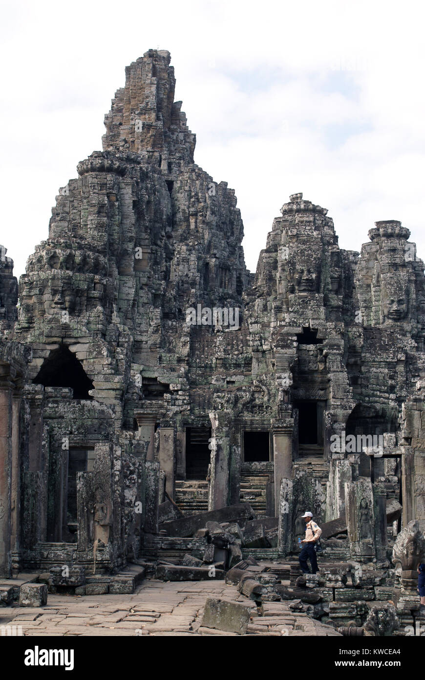 En tourisme temple Bayon, Angkor, Cambodge Banque D'Images