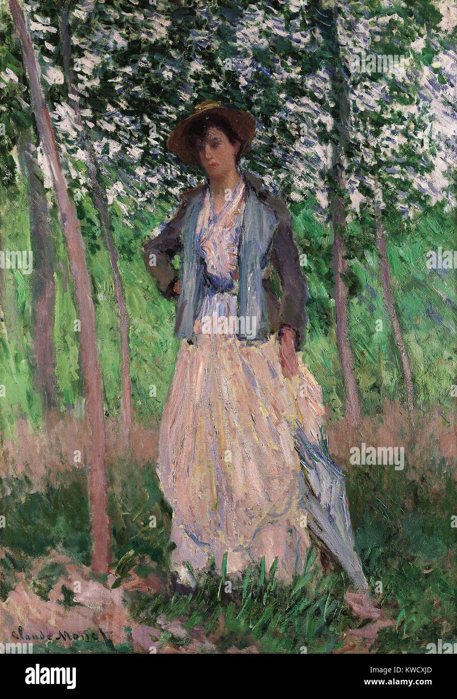 La poussette (Suzanne Hoschede) par Claude Monet, 1887, la peinture impressionniste français, huile sur toile. Suzanne était la fille de long temps de Monet, maîtresse Alice Hoschede, qu'il épousa en 1882 après son premier mari est mort (BSLOC 2017 3 39) Banque D'Images