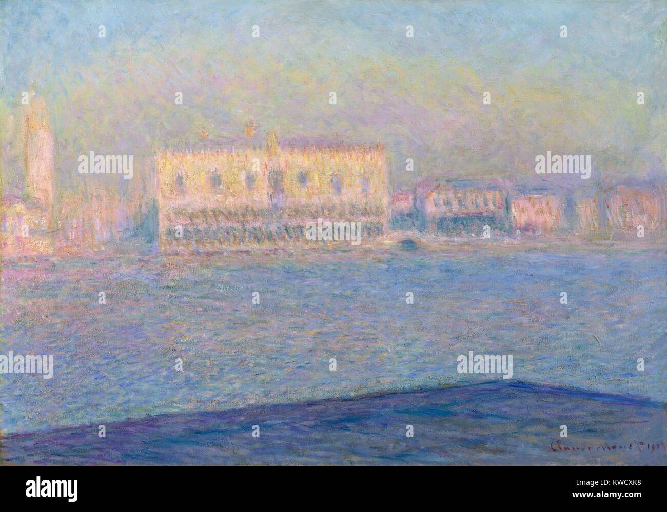 Le Palais des Doges vu de San Giorgio Maggiore, par Claude Monet, 1908, huile sur toile impressionniste. Monet a commencé cette peinture en 1904, et l'a mené en France pour une exposition (BSLOC 1912 2017 3 48) Banque D'Images Le Palais des Doges vu de San Giorgio Maggiore, par Claude Monet, 1908, huile sur toile impressionniste. Monet a commencé cette peinture en 1904, et l'a mené en France pour une exposition (BSLOC 1912 2017 3 48) Banque D'Images