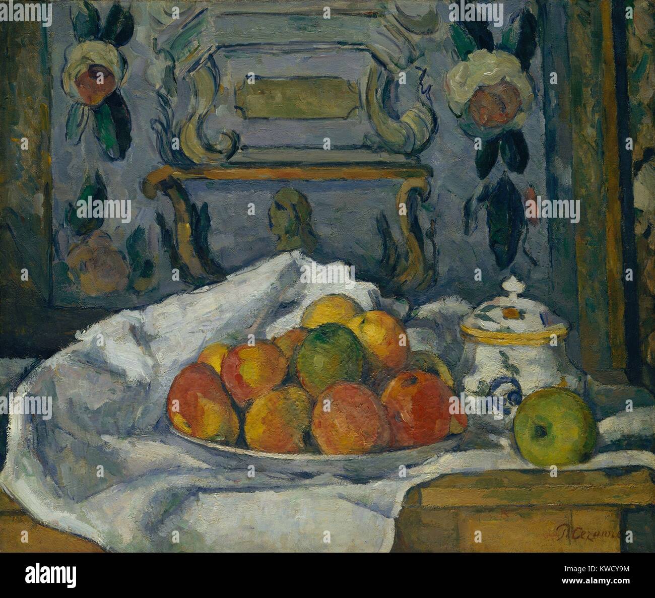 Plat de pommes, de Paul Cézanne, la peinture française, 1876-1877 Au Postimpressionnistes, huile sur toile. Cette nature morte a été peint dans la maison des artistes père à Aix-en-Provence (BSLOC 2017 5 20) Banque D'Images