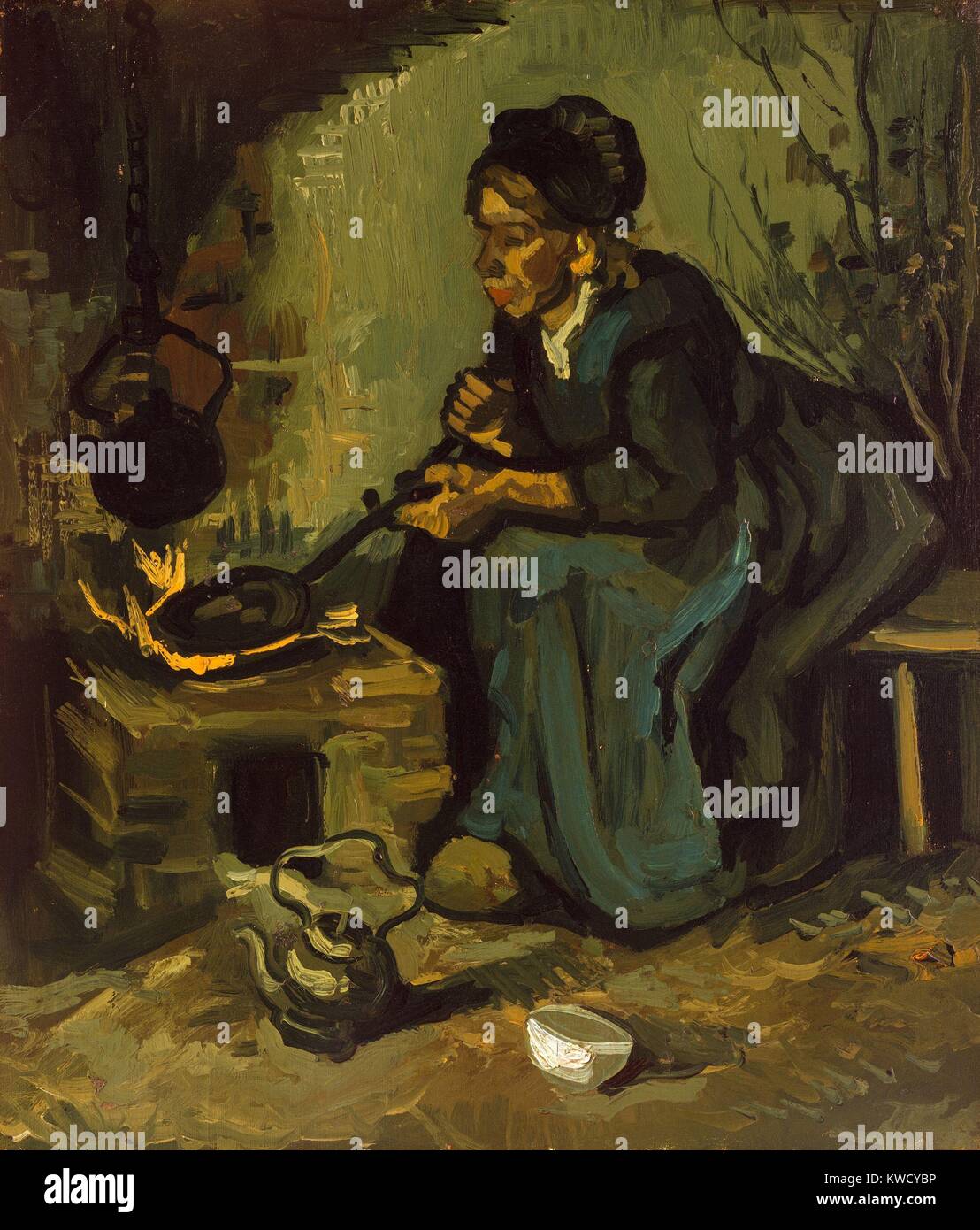 La cuisine paysanne par une cheminée, par Vincent Van Gogh, 1885, peinture postimpressionniste néerlandais. Ce début de l'huile sur toile a été peinte 4 ans après il a commencé à peindre en 1881 BSLOC  2017 (5 45) Banque D'Images