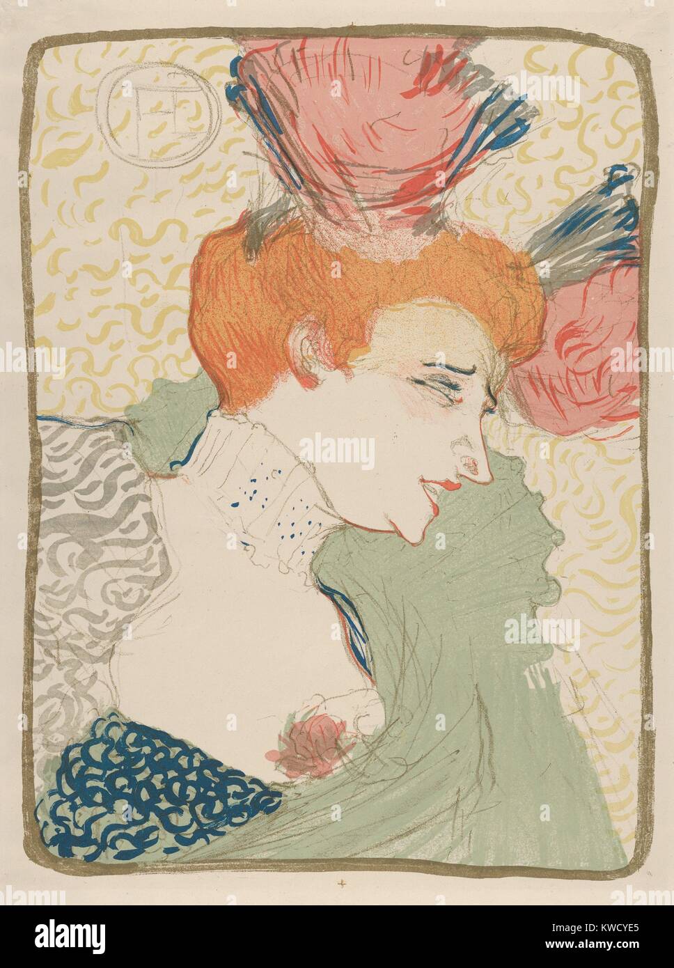 Mademoiselle Marcelle prêteur, par Henri de Toulouse-Lautrec, 1895, Français Imprimer postimpressionniste. La chanteuse et danseuse a été un favori de l'artiste qui les sa dans BSLOC 12 lithographies (2017 5 70) Banque D'Images