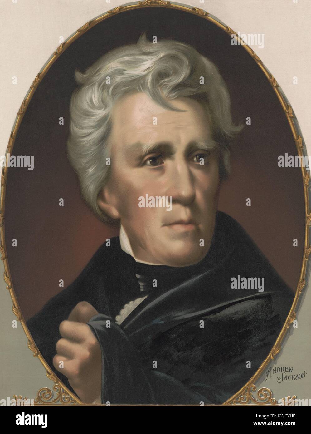 Le président Andrew Jackson, ovale chromolithographie imprimée en 1896 (BSLOC 2017 6 15) Banque D'Images