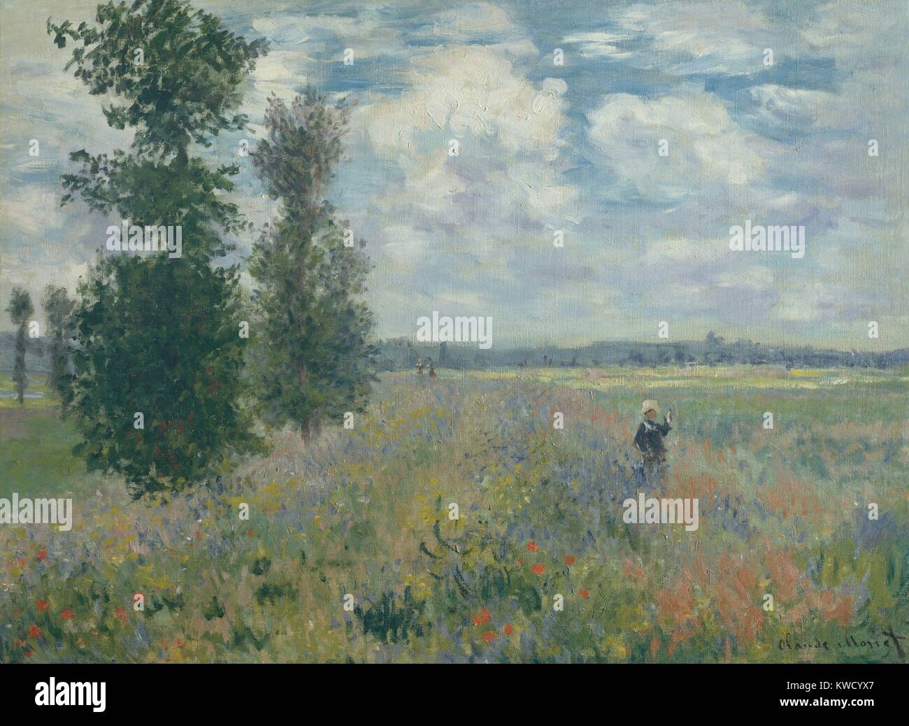 Des champs de pavot près de Argenteuil, Claude Monet, 1875, la peinture impressionniste français, huile sur toile. Il représente la plaine de Gennevilliers, au sud-est d'Argenteuil (BSLOC 2017 3 24) Banque D'Images