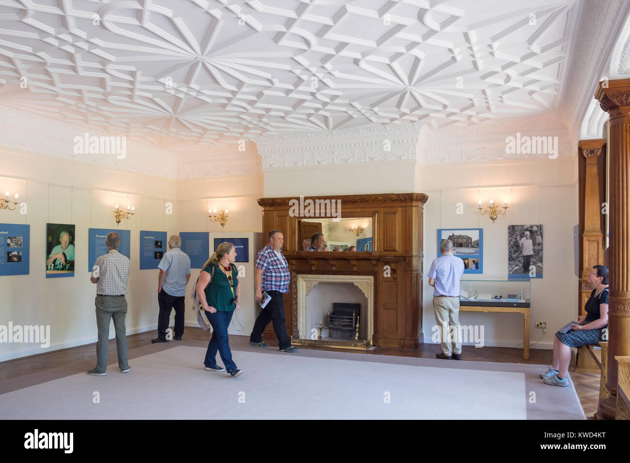 Salle de dessin à Bletchley Park Mansion, Bletchley Park, la promenade Sherwood, Bletchley, Milton Keynes, Buckinghamshire, Angleterre, Royaume-Uni Banque D'Images