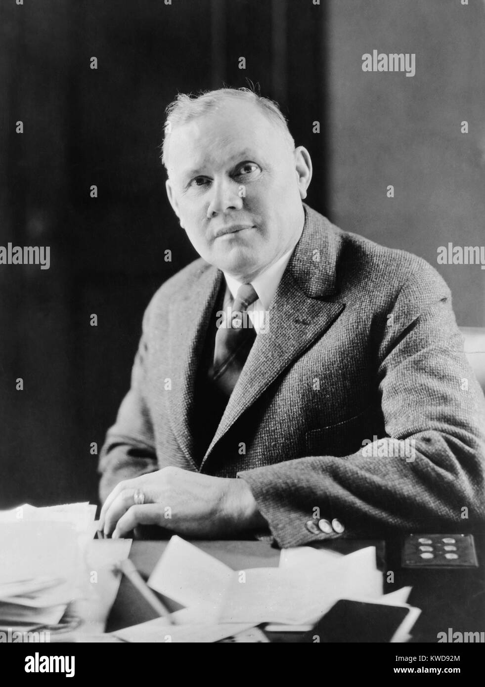 William Green dans son bureau à la Fédération américaine du travail siège, Jan 29, 1929. Washington, D.C. (BSLOC 2016 8 47) Banque D'Images