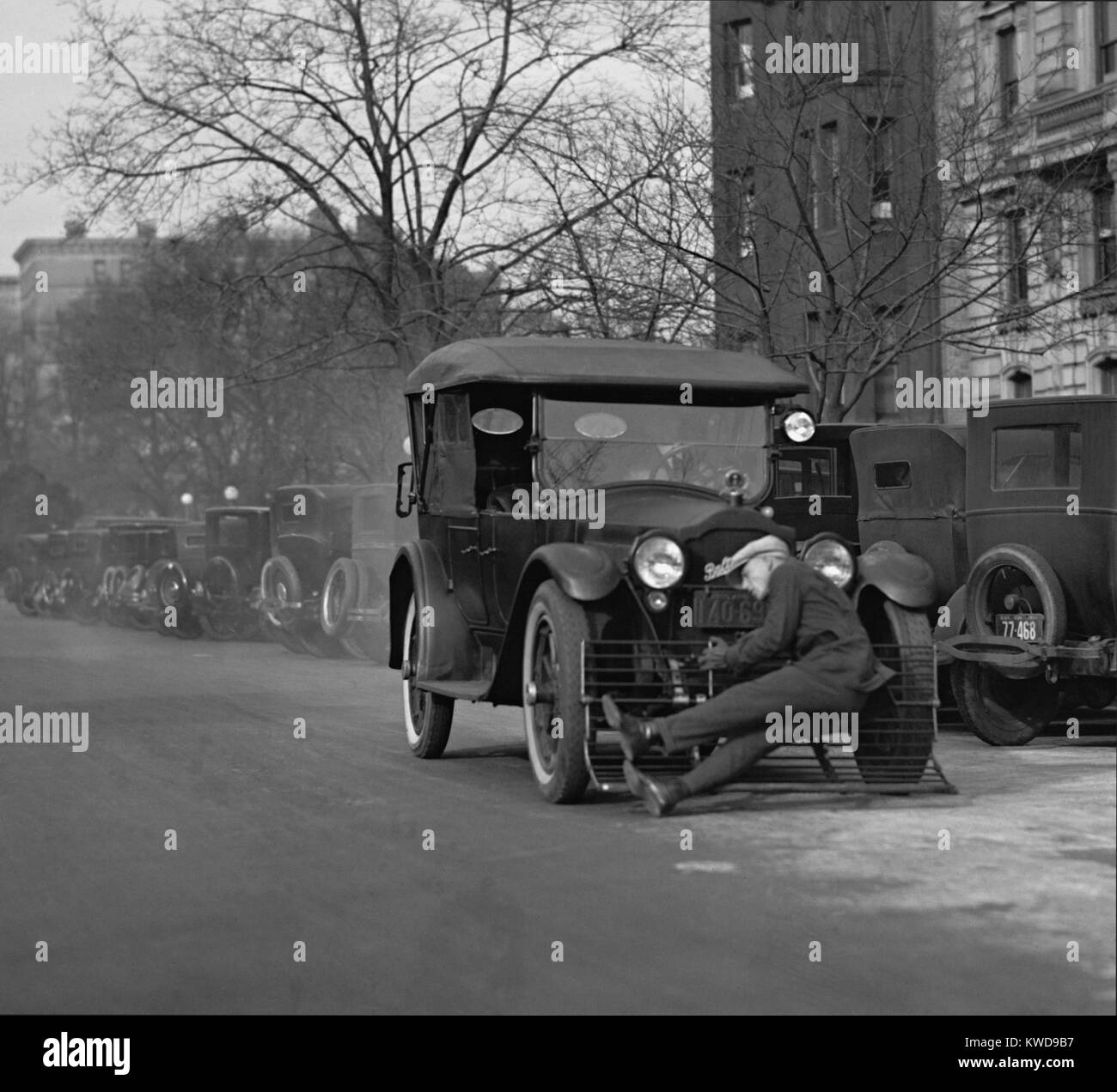 Test d'une voiture équipée d'une vache "catcher" pour la sécurité des piétons. Washington, D.C., le 17 décembre 1924 (BSLOC 2016 10 124) Banque D'Images