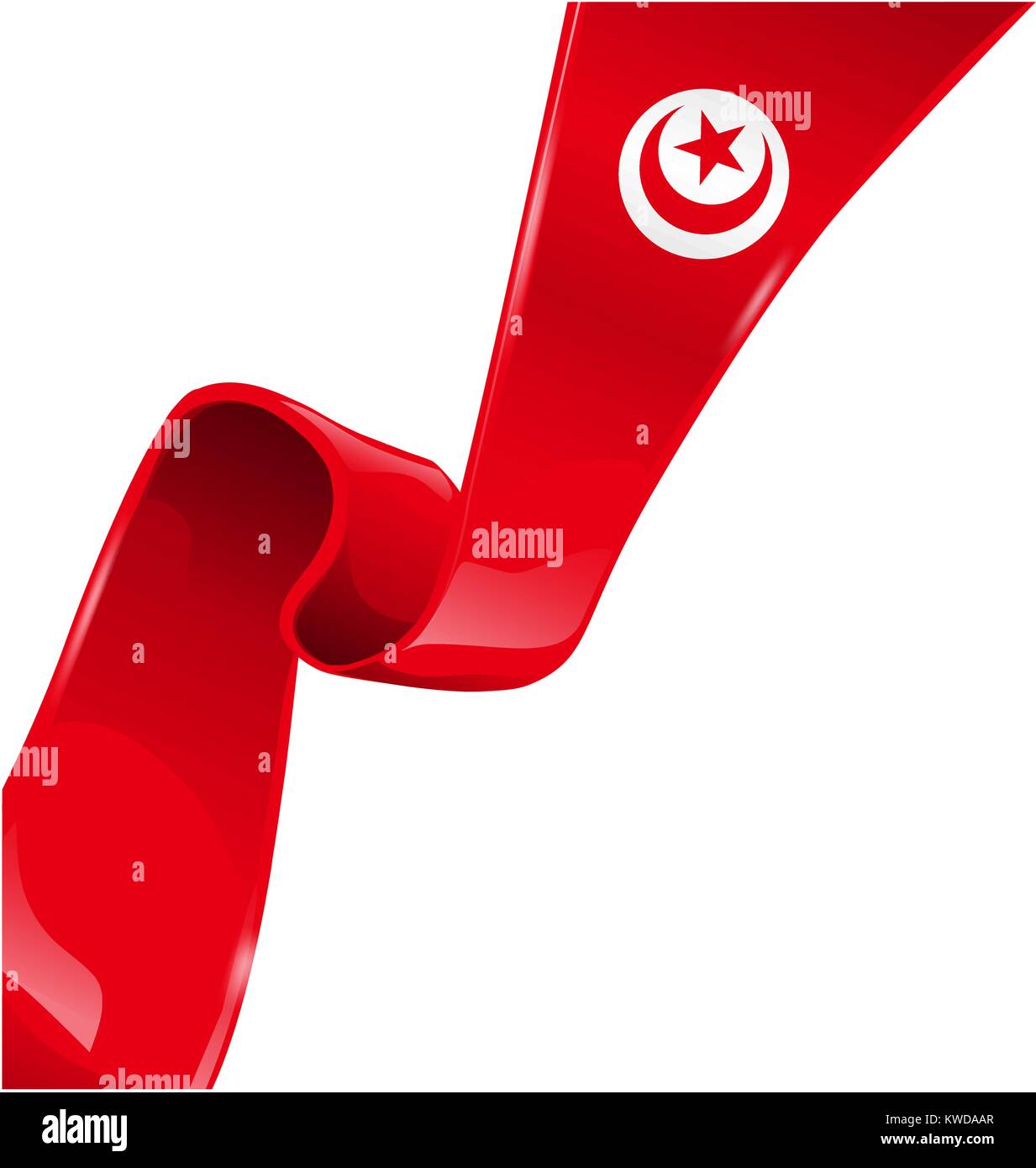 La Tunisie et-Tobago drapeau ruban sur fond blanc Illustration de Vecteur