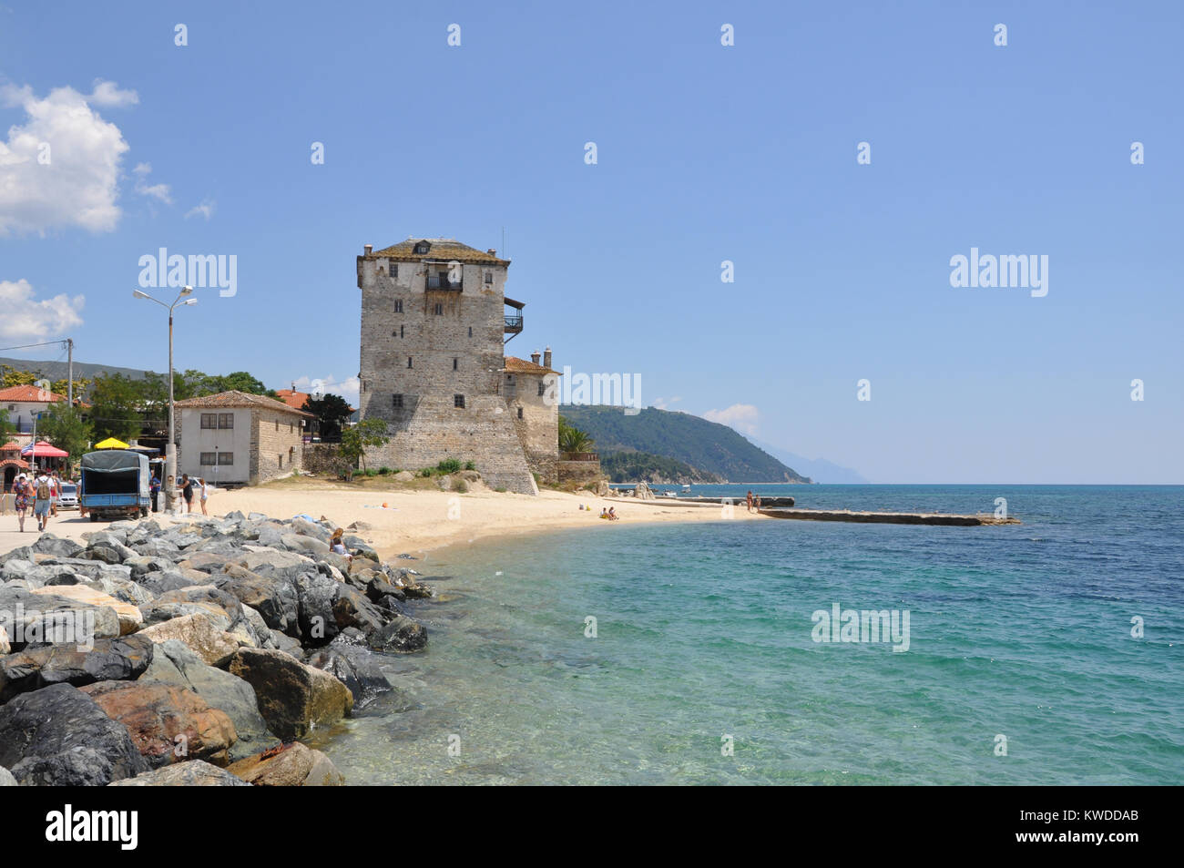 Tour Byzantinum à Ouranoupoli Halkidiki près du mont Athos en Grèce Banque D'Images