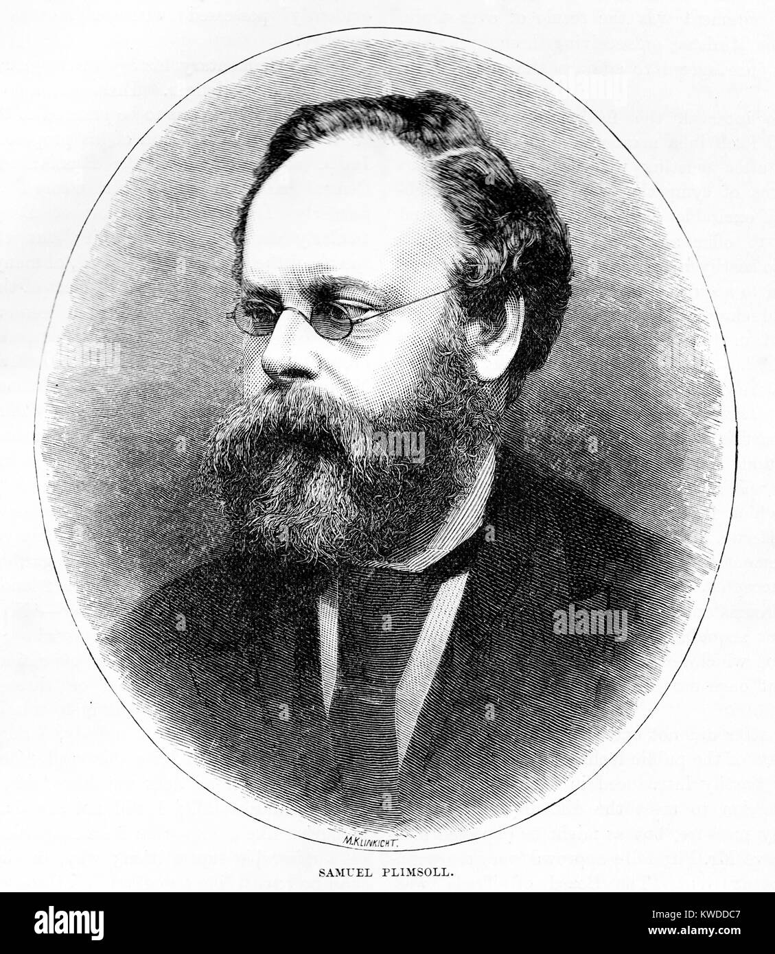 Portrait de Samuel Plimpsol Insigator (1824-1898), de voyage et de la législation de sécurité Ligne Plimpsoll sur les navires ; Banque D'Images