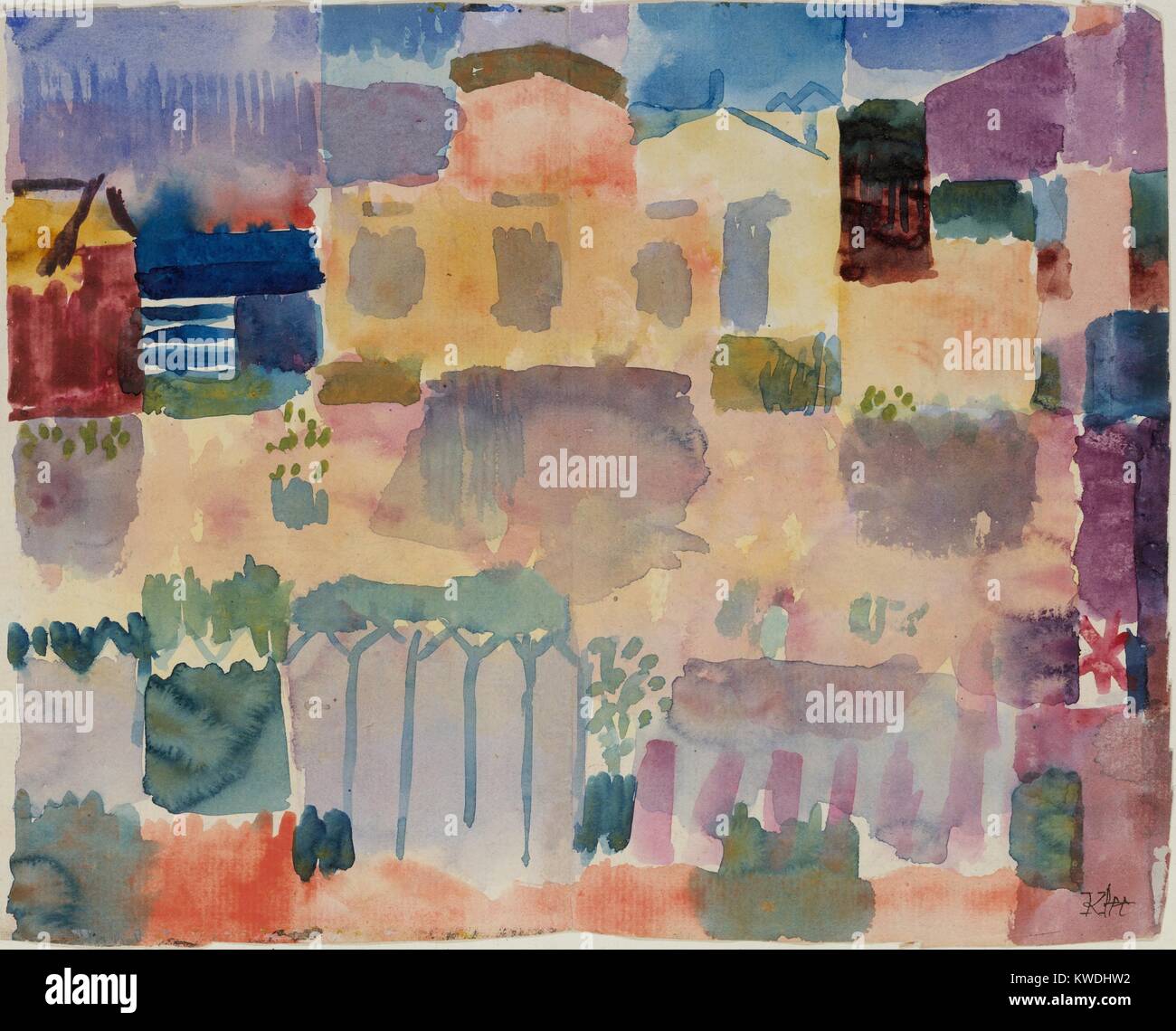 Jardin À ST. GERMAIN, quartier européen, PRÈS DE TUNIS, par Paul Klee, 1914, de l'aquarelle. Ce travail a été peint après Klees visite en Tunisie (BSLOC 2017 7 42) Banque D'Images
