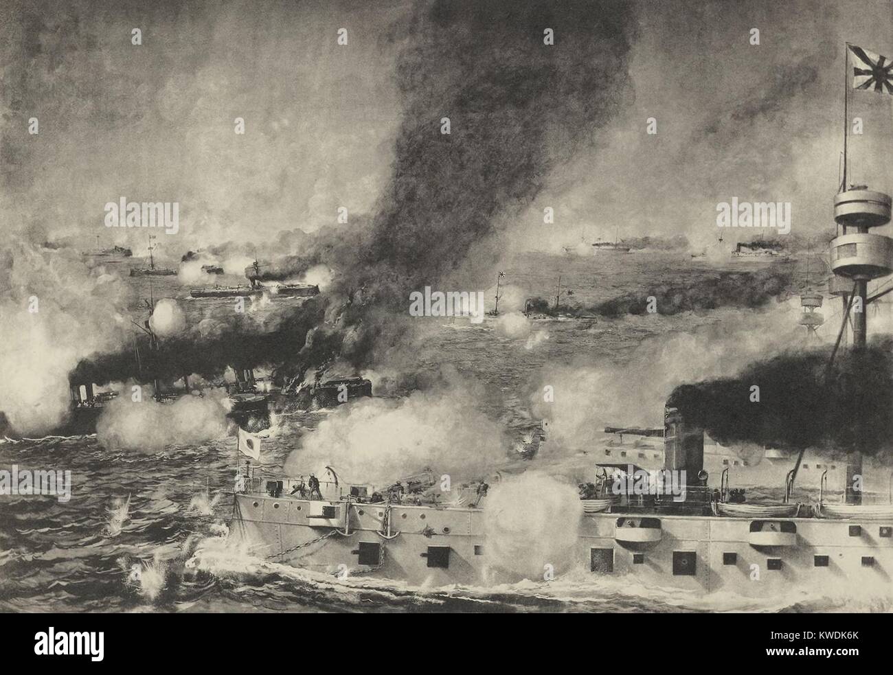 La bataille de la rivière Yalu, (Bataille de la mer Jaune), Sept 17, 1894. Matsushima phare japonais au milieu de la plus grande bataille navale de la première guerre sino-japonaise (BSLOC   2017 18 82) Banque D'Images