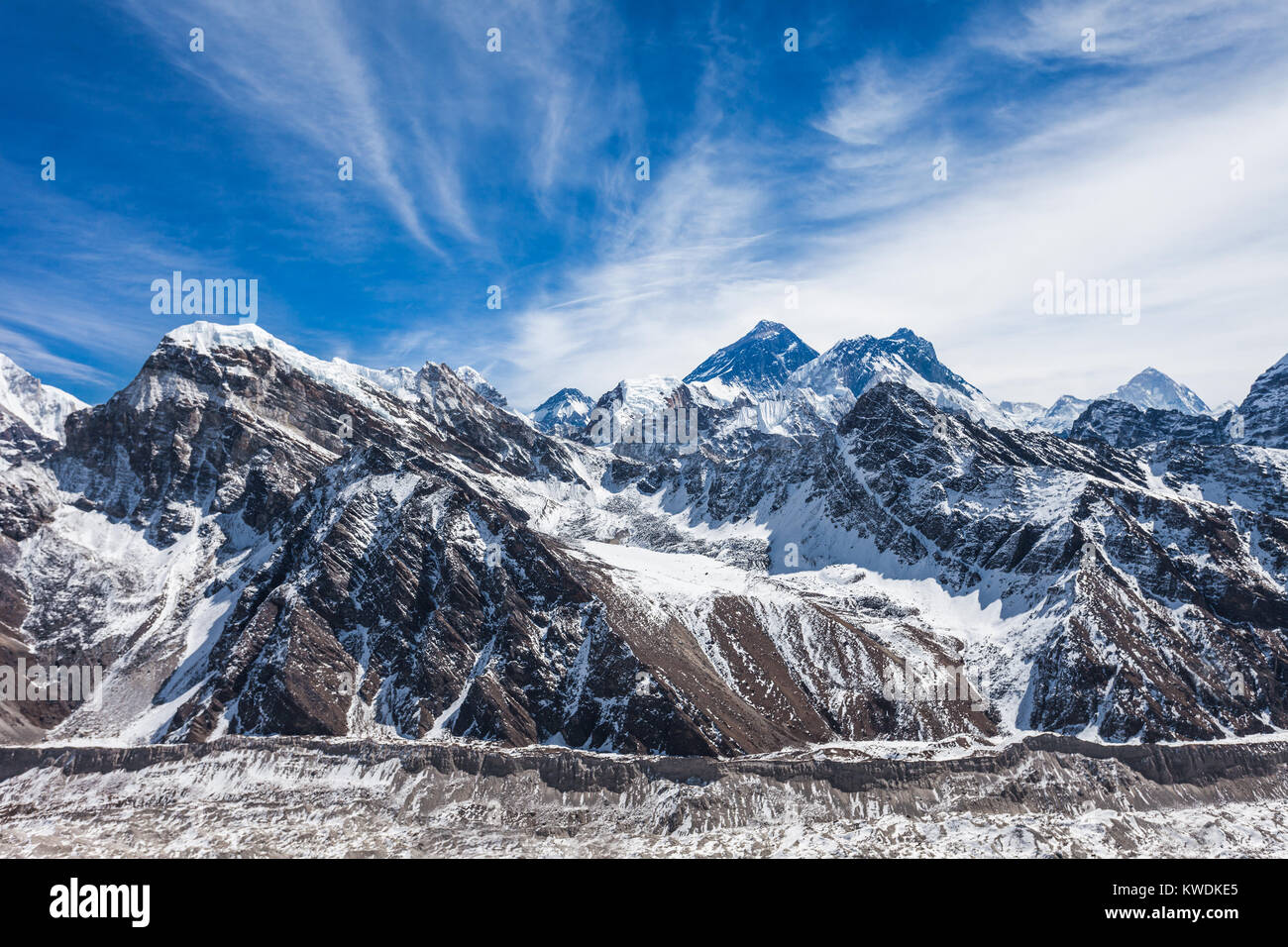 Everest et Nuptse, Lhotse, Himalaya, Népal paysage Banque D'Images