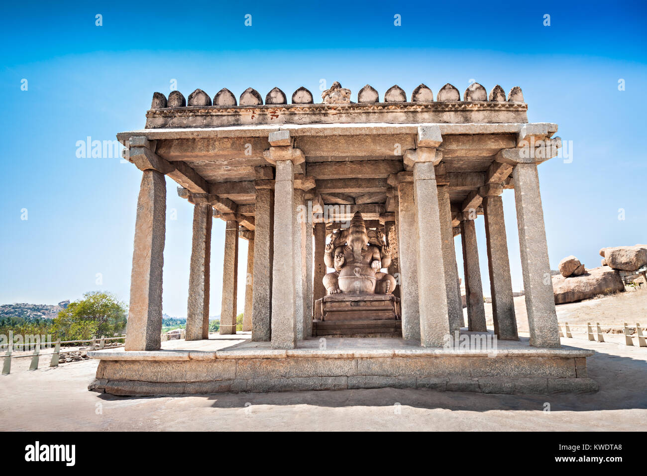 Ganesha saint temple de Hampi, Karnataka, Inde Banque D'Images