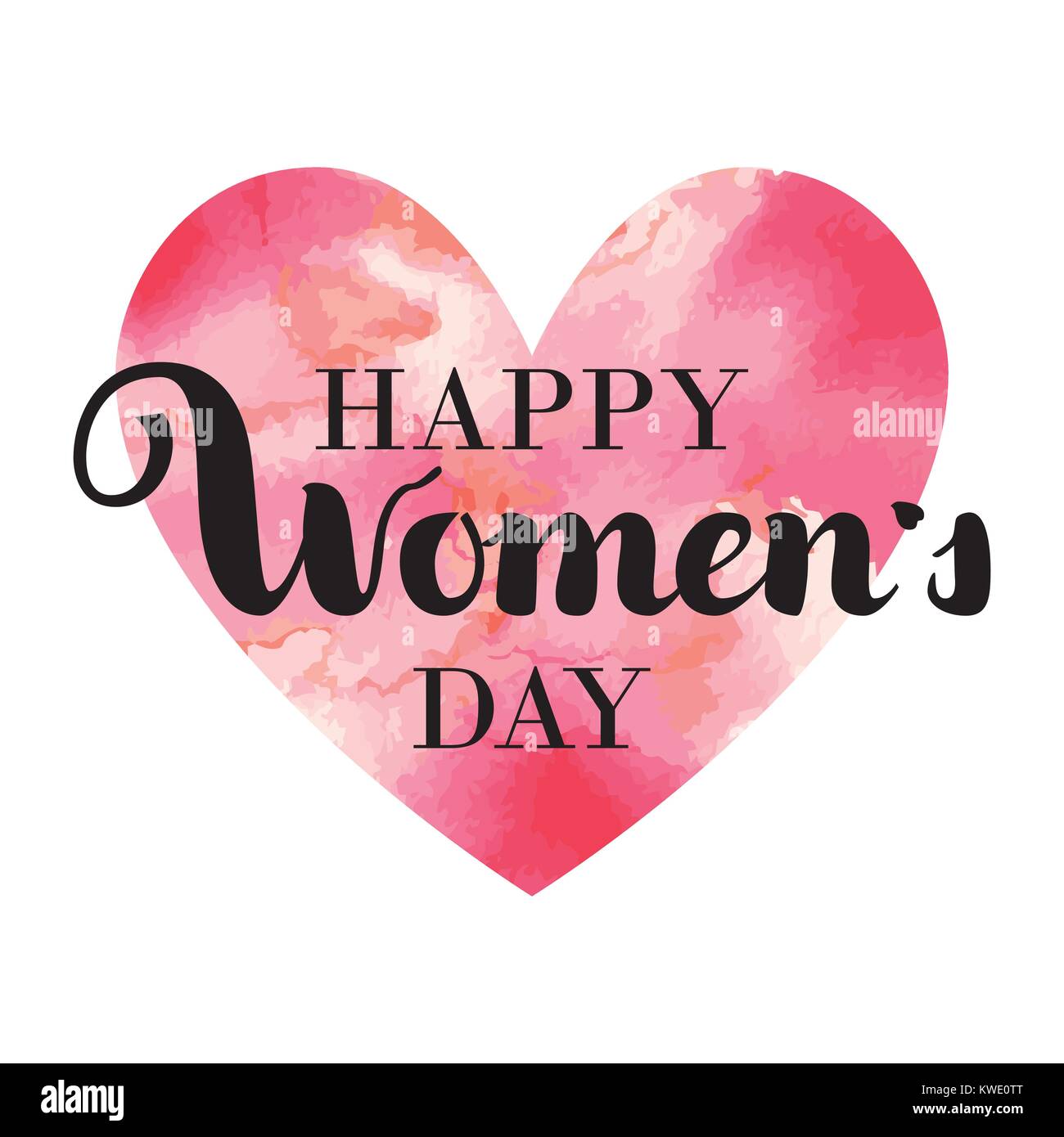 Bonne Journée de la femme en tant que texte célébration d'un insigne, tag, icône. Texte carte invitation, modèle. Fête historique. Le lettrage typographie de l'affiche. Bannière sur fond texturé de cœurs. Vector illustration. Illustration de Vecteur