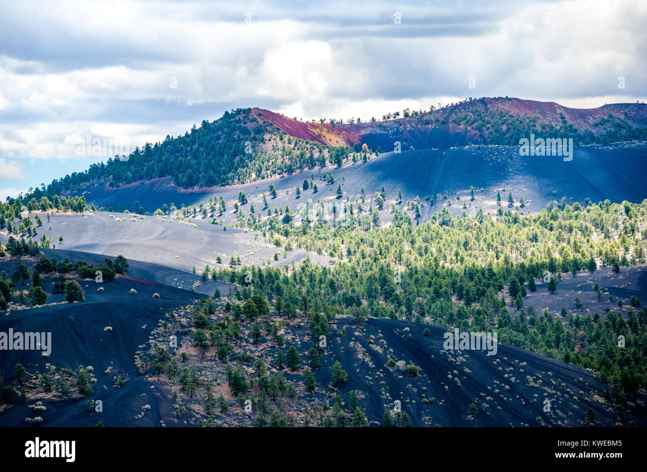 Sunset Crater dans l'Arizona, une route panoramique, volcan endormi Banque D'Images