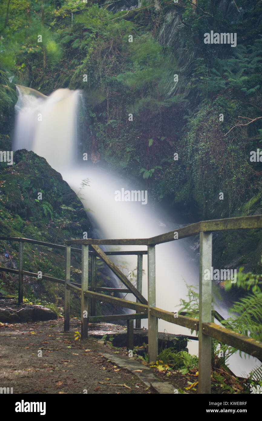 Dolgoch Falls Cascade, Nord du Pays de Galles (longue exposition) Banque D'Images