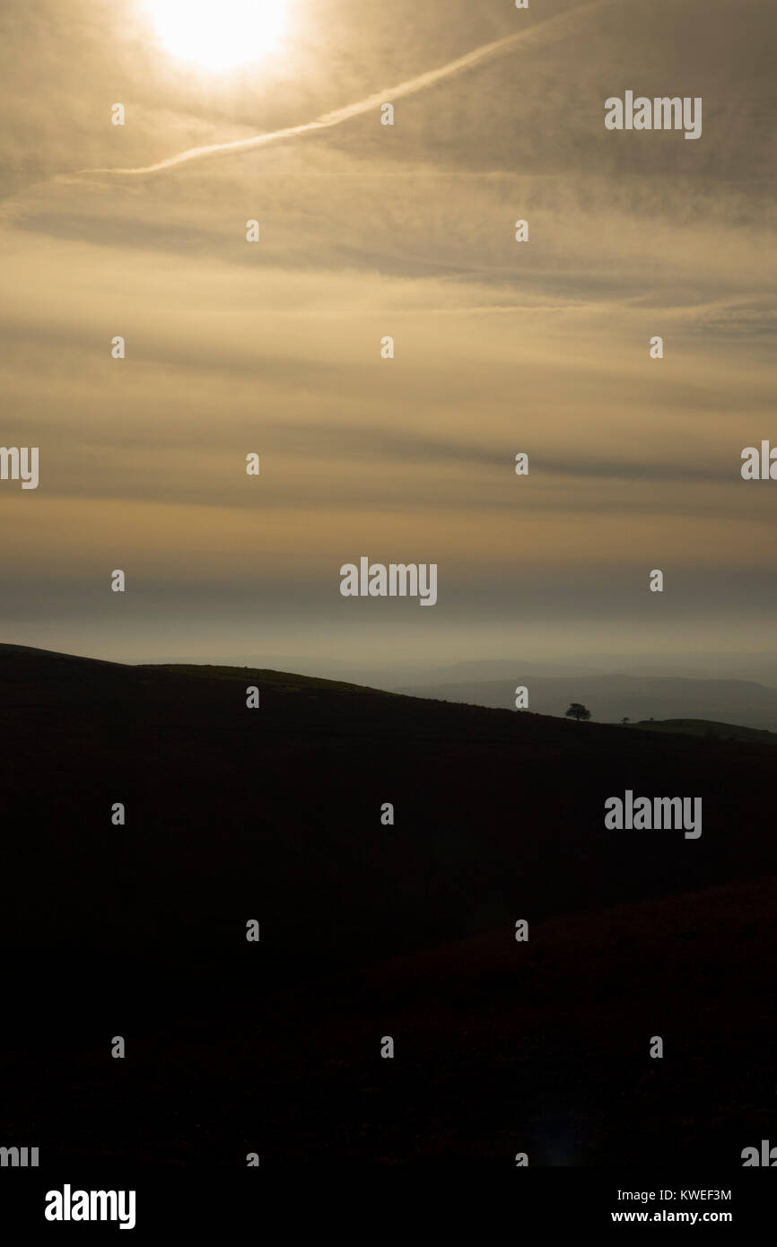 Wild Moor, Bilbatch, Long Mynd, des landes plateau, Shropshire Hills, en Angleterre, Royaume-Uni Banque D'Images