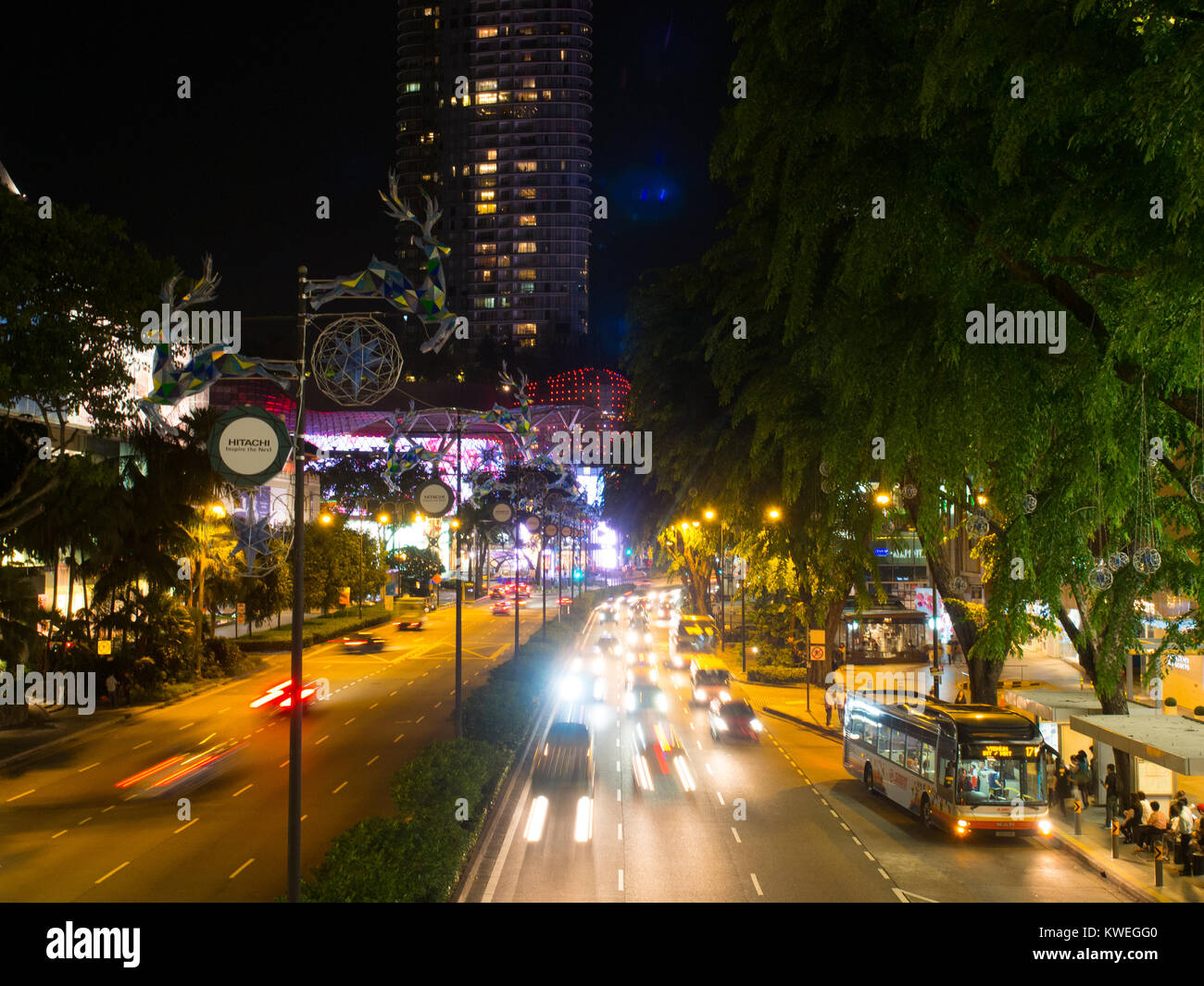 Singapour Street at Night Banque D'Images