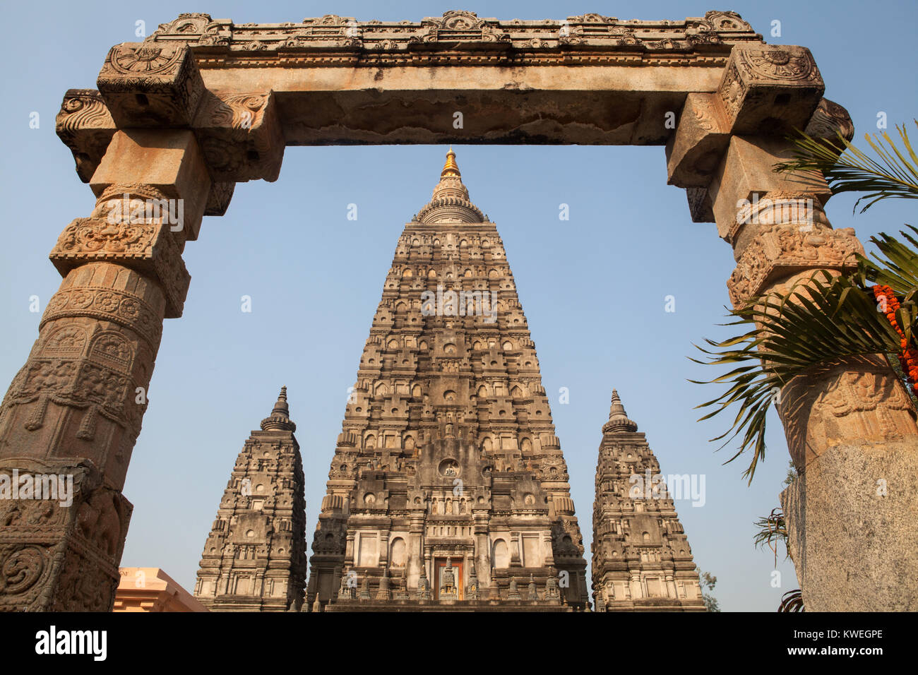 Le Temple de la Mahabodhi à Bodhgaya en Inde Banque D'Images