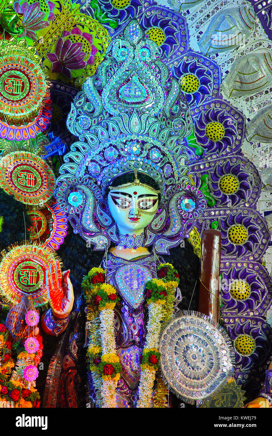 Libre d'idole de la Déesse Kali Navaratri, festival, Pune Banque D'Images