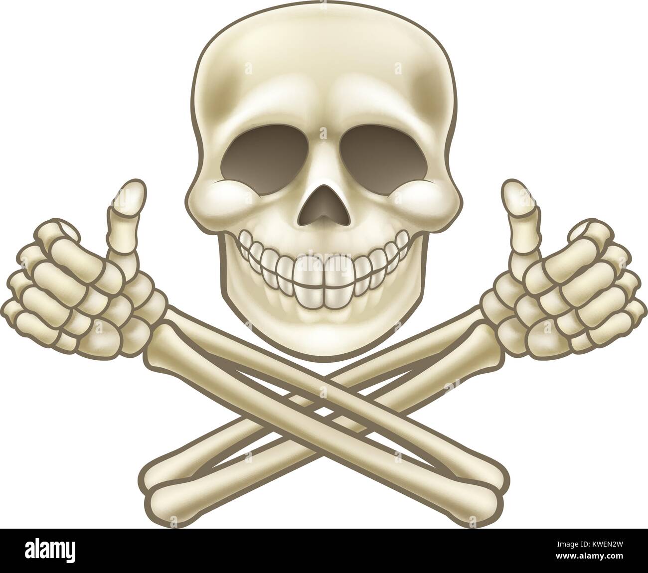 Caricature Tête de mort Pirate Thumbs Up Illustration de Vecteur
