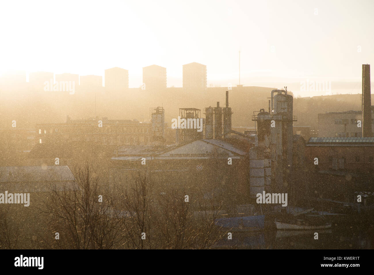 L'ancienne kolsyrefabriken sur une journée d'hiver Banque D'Images