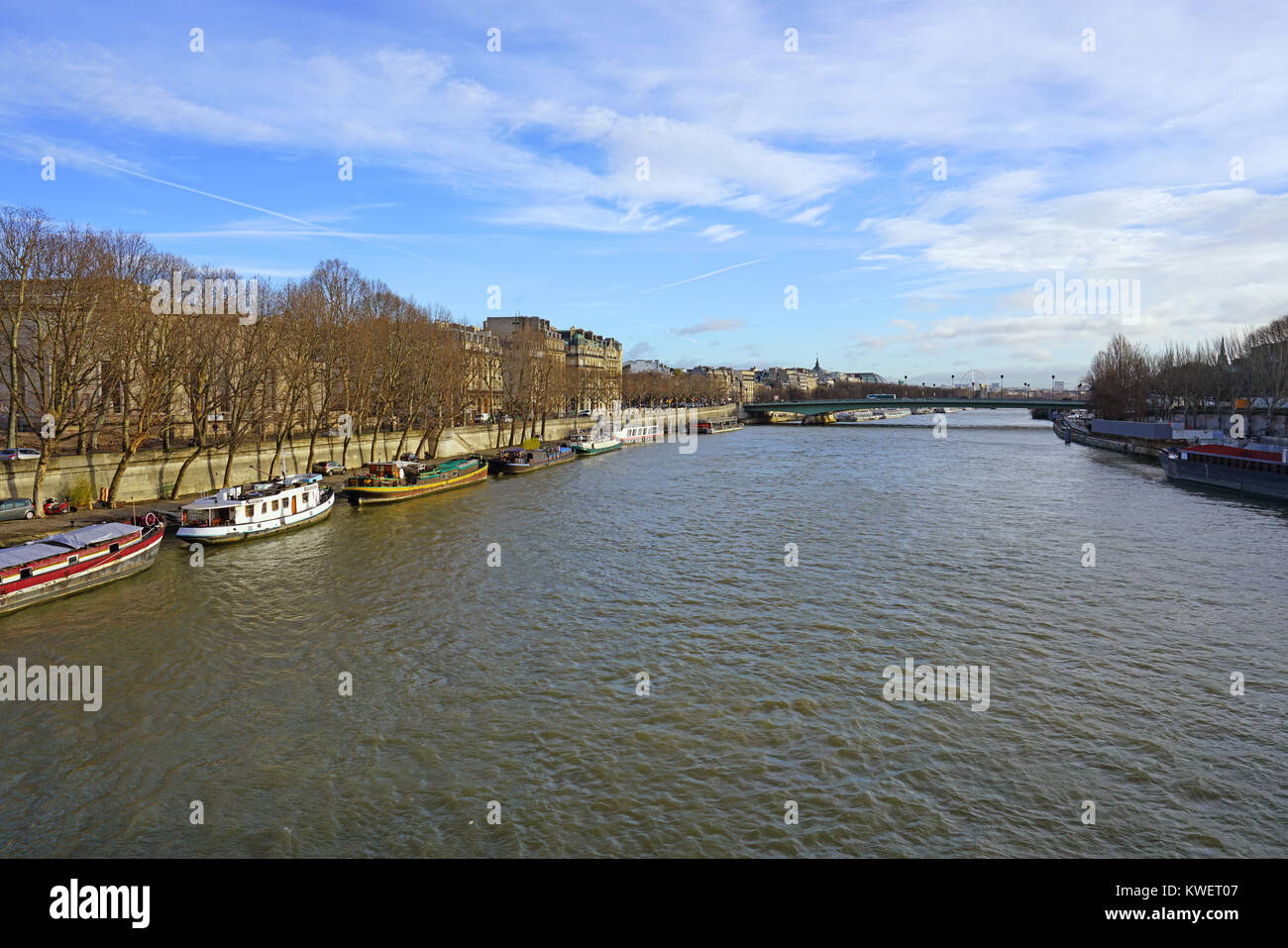 Vue sur le Pont de l'Alma, un pont sur la Seine à Paris, France Banque D'Images