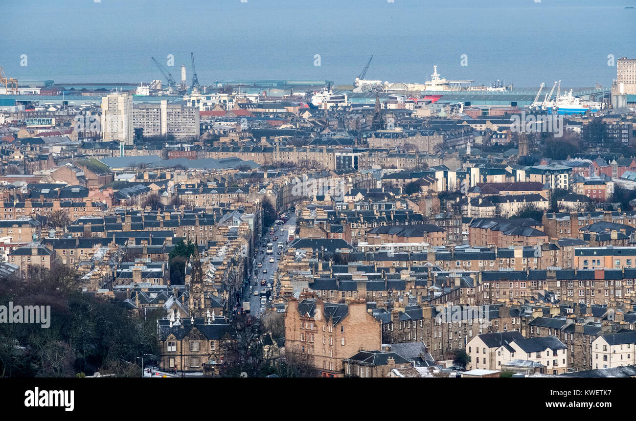 Vue sur le quartier de Leith à Edimbourg, Ecosse, Royaume-Uni. Banque D'Images