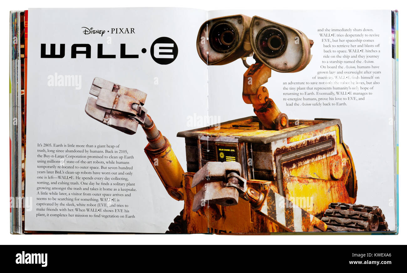 Caractère Pixar Wall-E dans un guide des personnages de Pixar Banque D'Images