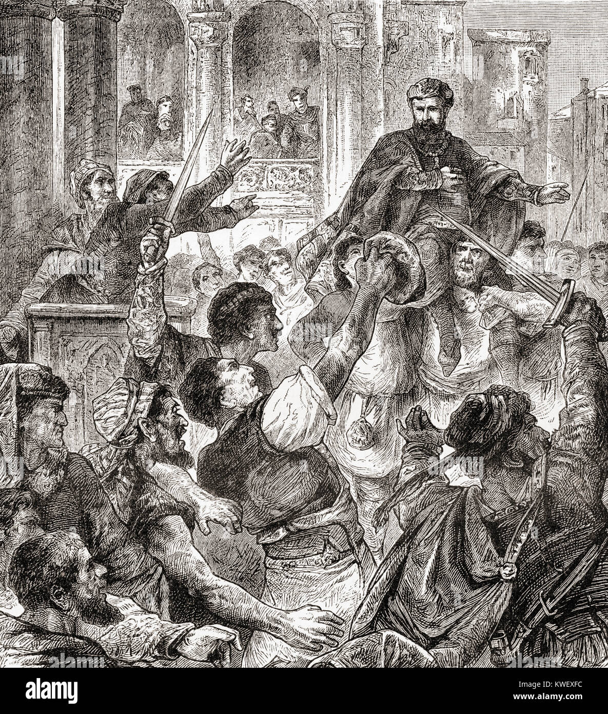 Élection d'un doge de Gênes, Italie. De Ward et verrouiller l'illustre l'histoire du monde, publié c.1882. Banque D'Images