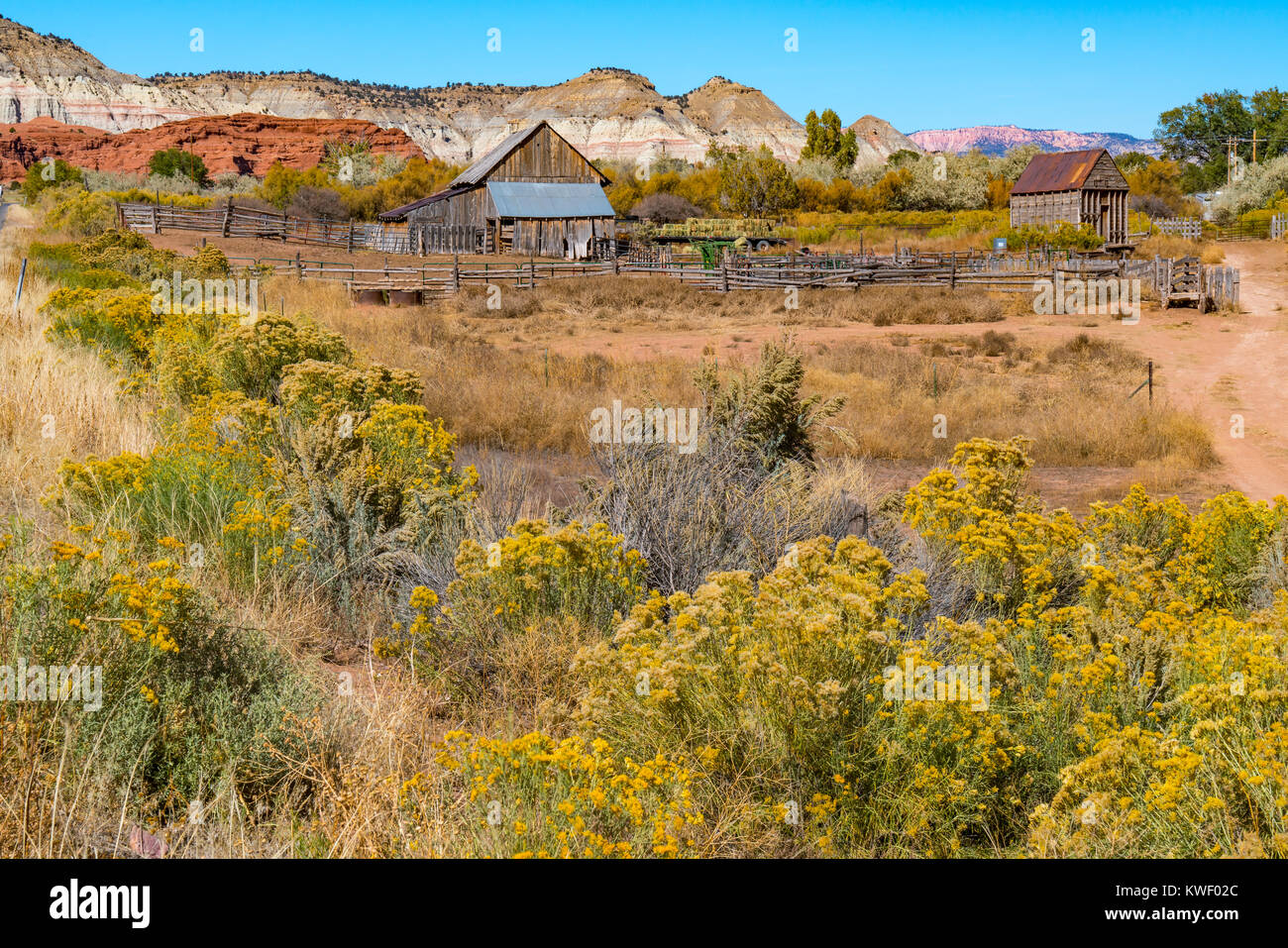 Vieille ferme grange dans près de Escalante, Utah Banque D'Images