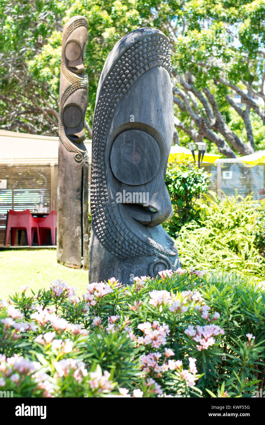 Sculpture en bois à Nouméa, Nouvelle-Calédonie Banque D'Images