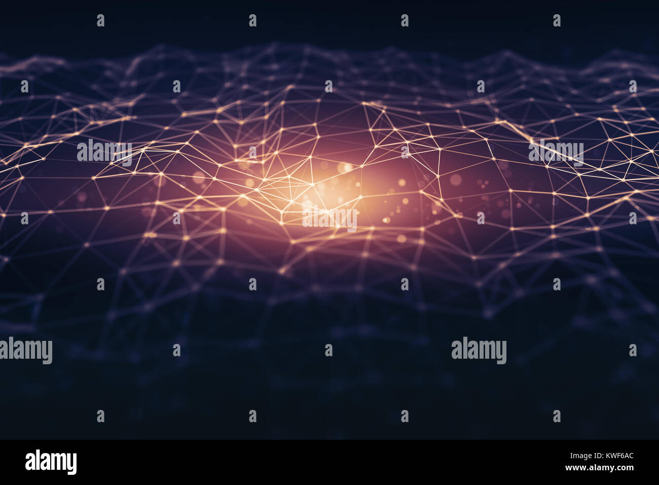 Abstract violet foncé faible espace polygonal. poly Connexion de points et de lignes en triangles de la structure. L'illustration pour la marque, la science, wallpa Banque D'Images