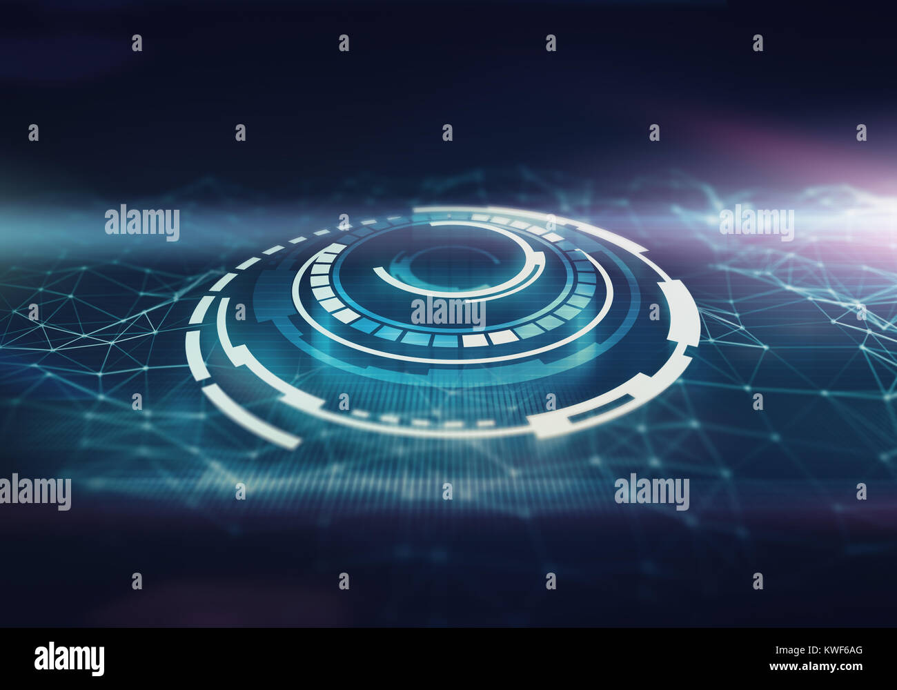 Espace futuriste avec interface série faible fond abstrait poly. Close up bleu foncé avec tache de couleur pourpre. Réseau, etui transparent cel. Banque D'Images