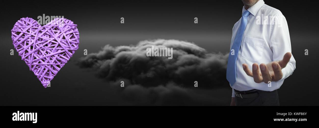 ouvrez la main et le cœur par les nuages Banque D'Images