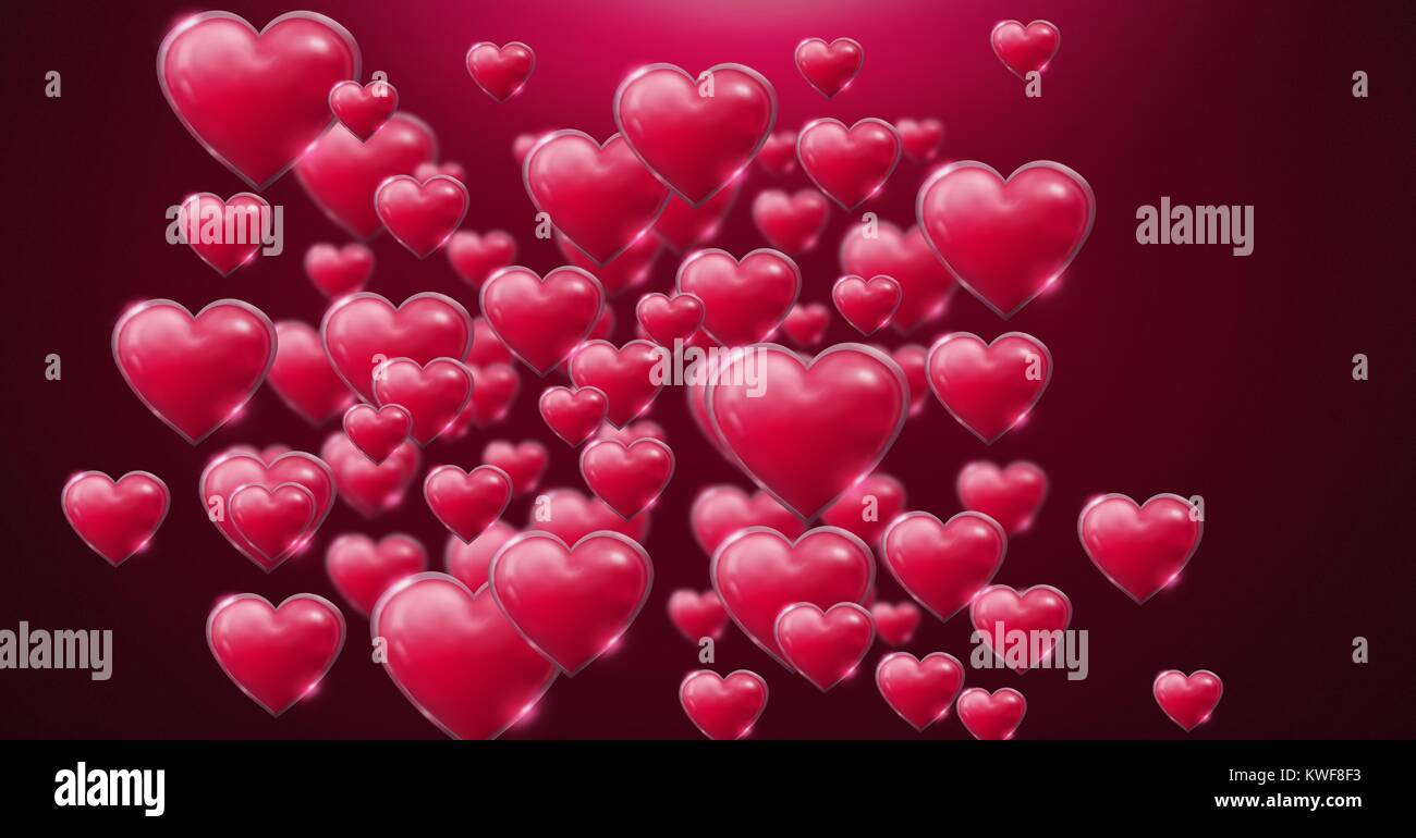 Cœurs de Saint-Valentin brillants et pétillantes Banque D'Images